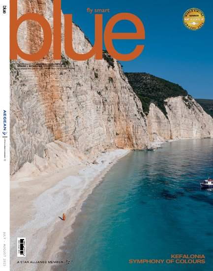 cover-25-4 Η ζωή ξεπερνά τη φαντασία: 15σελιδο καλοκαιρινό αφιέρωμα στην Ιεράπετρα από το περιοδικό Blue της Αegean με την Αγιά Φωτιά να κόβει την ανάσα